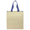 Panelled Jute Bags Blue Front